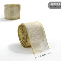 Šilkinis satininis kaspinas Kalėdų dekoracijoms ir dovanų pakavimui beige