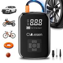 1pc Tire Inflator Portable Air Compressor, Fast Cordless Air Pump, Digital Display With Multi-function Nozzle Adapter And Long-lasting Lithium Battery Black black