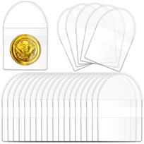 100Pcs Single Pocket Coin Flips, 2, 2.5 Inch Individual Clear PVC Coin Flips Sma juoda