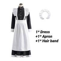 Medvilnės mišinio audinio tarnaitės kostiumas Patogus ir madingas Cosplay apranga M white