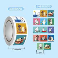 New Moomin anime merchandise featuring cute cartoon Moomin head stickers, curly pet fun accessories, journal and phone stickers a roll blue