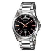 Casio MTP-1370D-1A2 – Juodo ciferblato laikrodis su rožinio aukso žymėmis / Klasikinis laikrodis, Autentiškas Casio black