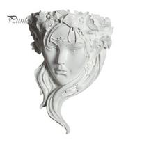 Dekoratyvinė skulptūra kiemui, Pasakos veido formos sieninis vazonas, Mergaitės gėlių vazonas, Montuojamas dervos portreto reljefinis vaza, Vidaus ir lauko, Kaktusas, 1pc white