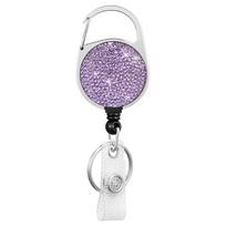 Outdoor Retractables Keychains Badges Holder Antitheft Keychains AntiLost Card Badges Holder Rhinestones Keyholder violetinė