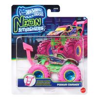 Žaislinis automobilis Mattel Hot Wheels Monster Trucks Neon Smasher JMV39, 1:64, (spalva/dizainas parenkami atsitiktine tvarka)