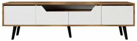Televizoriaus spintelė Kalune Design Roma, balta sp./riešuto sp., 29.8 cm x 180 cm x 48 cm