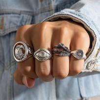 Stainless steel Punk Poker Joker Silver Color Rings for Men Goth Skeleton Billiards Set Couple Emo Jewelry Anillos Hombre brown