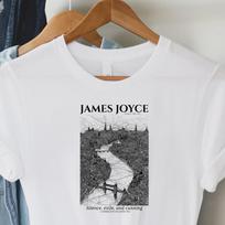James Joyce T-Shirt and kids tshirt — Woodcut Art Print, Irish Literature Gift, Dark Academia Tee 140 gray
