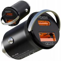 Galingas automobilinis įkroviklis, greitasis įkrovimas PD QC 45W USB - USB-C