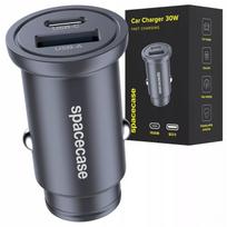 GREITAS AUTOMOBILINIS ĮKROVIKLIS MINI USB USB-C TIPO C PD QC 3.0 ALIUMINIS 30W