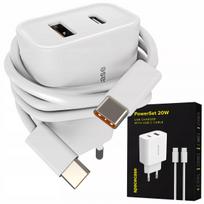 Greitas tinklo įkroviklis Spacecase USB-C USB 20W 3A QC + laidas USB-C PD 60W