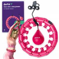 DrFit lieknėjantis hula hoop lankas su svoriu, masažiniais elementais, rožinis