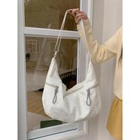 Lazy Look Nylon Bag designed for Women Latest Crossbody Dumpling Bag Fashionable Lightweight and Versatile Commuter Large Size Capacity Shoulder Bag gray