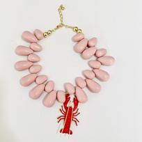 Fashion New Exaggerated Bohemian Red Lobster Pendant Water Droplet Bead Tide Necklace for Women Party Vacation Jewelry Accessory Other beige