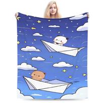 Bubu and Dudu Kawaill Couple Bears Blankets Fleece  Relax Super Soft Throw Blankets for Bedding Bedspreads 75cmx90cm beige