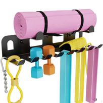 Gym Equipment Storage Rack Bar Wall for Home Jump Ropes Lifting Belt Fitness Bands Barbell black