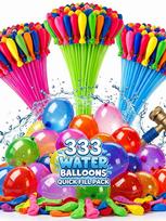 333Pcs Quick Fill Water Balloons Self-Tying Water Bombs Kids Summer Outdoor Pool Beach Splash Toys Family Party Fun Games (as the picture,5inch) blue