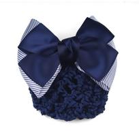 Moterų Pro Bow Barrette plaukų segtukas Bowknot Bun Snood Hairnet plaukų aksesuaras blue