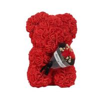 Cute Bear Artificial Rose Flower with Gift Box Valentine's Day Gifts for Mom Wife Grandma Girlfriend Sister in Mother's Day Birthday Anniversary 1 Set raudona