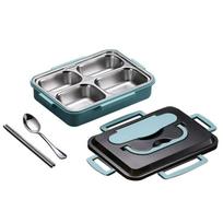 Lolmot Stainless Steel Bento Lunch Box Thermal Insulation Bento Box Tableware Set Portable Lunch Box Student Lunch Box mėlyna
