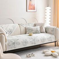 Summer Printed Ice Silk Sofa Cover Anti-slip Skin Friendly Living Room Sofa Cooler Cushion Sofa Cover Fabric Seat Cushion Cover 70x70cm 1pcs white