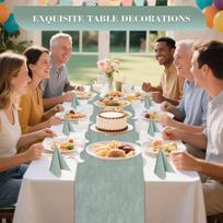 Stalo takelis ir servetėlės, šventinio stalo puošybos rinkinys, 25 m x 30 cm, žalias