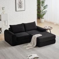 Dvivietė sofa-lova, veliūrinis audinys, su pufu, 2 vnt
