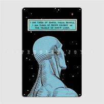 Dr. Manhattan Metal Sign Bar Cave Vintage Plates Cinema Kitchen Tin Sign Posters 20x30cm（7.8x11.8inch） blue