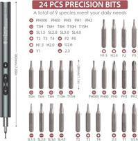 Loficoper mini elektrinių atsuktuvų rinkinys, 28 viename tikslus magnetinis mechaninis atsuktuvas su 24 s2 antgaliais, led lempute, type-c usb, belaidis atsuktuvas laikrodžiams, fotoaparatams, nešiojamiesiems kompiuteriams taisyti