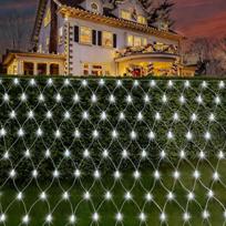 LED šviesų užuolaida sodo tinklelis, atspari vandeniui, 8 švietimo režimai, 150x150 cm, balta — terasos lemputės, lauko apšvietimas, kalėdinės sodo dekoracijos, balkono lemputės, fasado apšvietimas, lauko girlianda