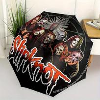 Slipknot, Heavy Metal Automatic folding umbrella  simple eight rib design, bright color pattern, durable iron frame, ideal for travel and ou gray