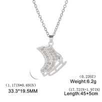 Lucktune Alloy Roller Skates Pendant Necklace for Women Ice Skating Shoes Crystal Zircon Choker Necklace Jewelry Winter Gift New white