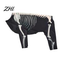 Unique Pet Dress Up Costume Skeleton Dog Costume, Print Four-legged Outfit, Spooky Stretch Polyester Pajamas Cool Pullover Shirt for Halloween M juoda