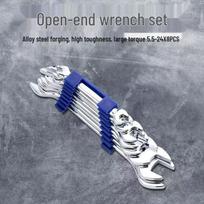 Chrome-Plated 8-Piece Socket Wrench Set for Auto Repair 5.5-24 Double Open-End 8-Piece Set gray