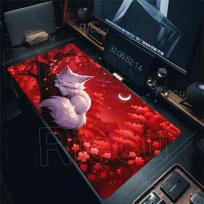 White Fox Mouse Mat Anime Kawaii Cute Mousepad Rubber Gaming Keyboard Table Pad Large Size Office PC Cabinet Desk Mats Playpad 30cmx60cm blue
