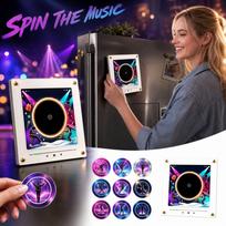 Rotating Disc Music Box Night Light with Motion, Singing Fridge Decor One Size gray