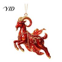 Christmas Gift for Friends Galloping Goat Hanging Ornament, 2D Flat Acrylic Pendant, New Year Indoor Holiday Tree Ornaments Decoration Tree, 7 brown