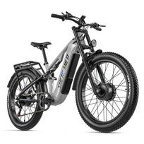 Shengmilo S600 PRO elektrinis dviratis, 2000W dvigubas variklis, 48V 25Ah ličio baterija, 45 km/h, 26x3.0 visureigio storos padangos, pilna pakaba šviesiai pilka spalva