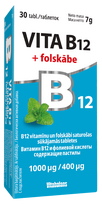 VITABALANS vitaminas B12 su folio rūgštimi 1000 µg/400 µg čiulpiamosios tabletės (30 vnt.)