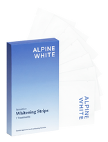 ALPINE WHITE juodos ir baltos spalvos dantų balinimo juostelės jautriems dantims, 7 vnt.
