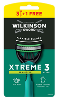 WILKINSON SWORD Xtreme 3 Sensitive vyrams — 4 vienkartiniai skustuvai (3+1)