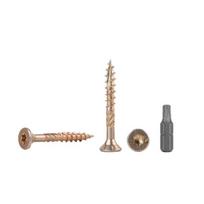 400 geltonų cinkuoto plieno 4,0 x 30 mm medvaržčių pakuotė su torx galvute, 17 tipo įleidžiami medienos drožlių plokštės varžtai (400, 4,0 x 30 mm)