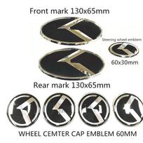 3D skrydžio K logotipo emblemos Ženkleliai Grotelės Priekinė+Galinė+Vairo+Ratų dangteliai KIA K5 2011-2013 Optima Forte 2009-2014 3-piece black gray
