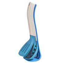 Silicone Kitchen 7-Piece Set: Spatula, Spoon, Stir-Fry Pan Spatula, Soup Spoon, Potato Masher, Flour Scoop, Storage Bin. 6-Piece Set (Silicone Kitchenware) raudona