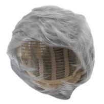 Vyriškas trumpas pilkas perukas Sintetinis karščiui atsparus plaukų perukas vyrams Mini šepetukas plaukams Greitas pristatymas (Silver,One Size) sidabras