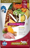 Sausas pašaras katėms FARMINA N&D TROPICAL SELECTION CAT Dry Chicken, Spelt, Oats NEUTERED 4+1kg