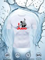 Mens Compression Short Sleeve T-Shirt Judo Fighter Silhouette Graphic Breathable Elastic Force Fast Absorption Smooth Gym And MMA Athletic Top S