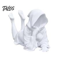 3D Printed Lying Robe Girl Statue, Modern Minimalist Hooded Robe Woman Desktop Decoration, Elegant Robe Woman Sculpture Art Gift juoda