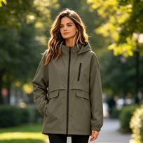 Women's Casual Color Hooded Windbreaker Jacket for Outdoor Hiking and Daily Wear S raudona