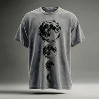 Vintage Wolf T Shirt Men Howling Acid Wash Grey Short Sleeve Tee Streetwear Top Clothing Apparel Men's Gradient Eagle T-shirt S gray
